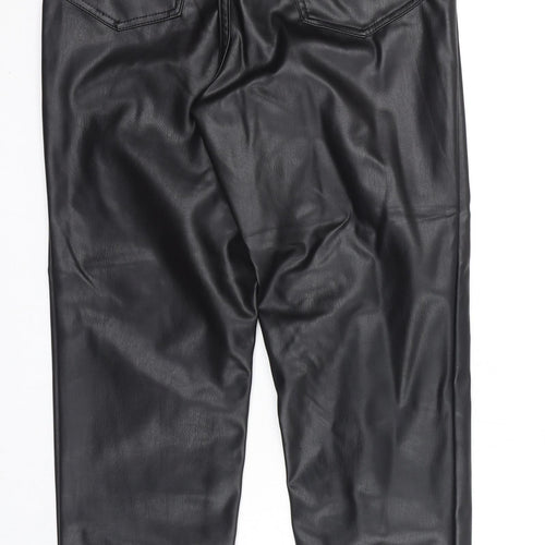 Divided by H&M Womens Black Polyester Trousers Size 8 Regular Zip - Faux Leather