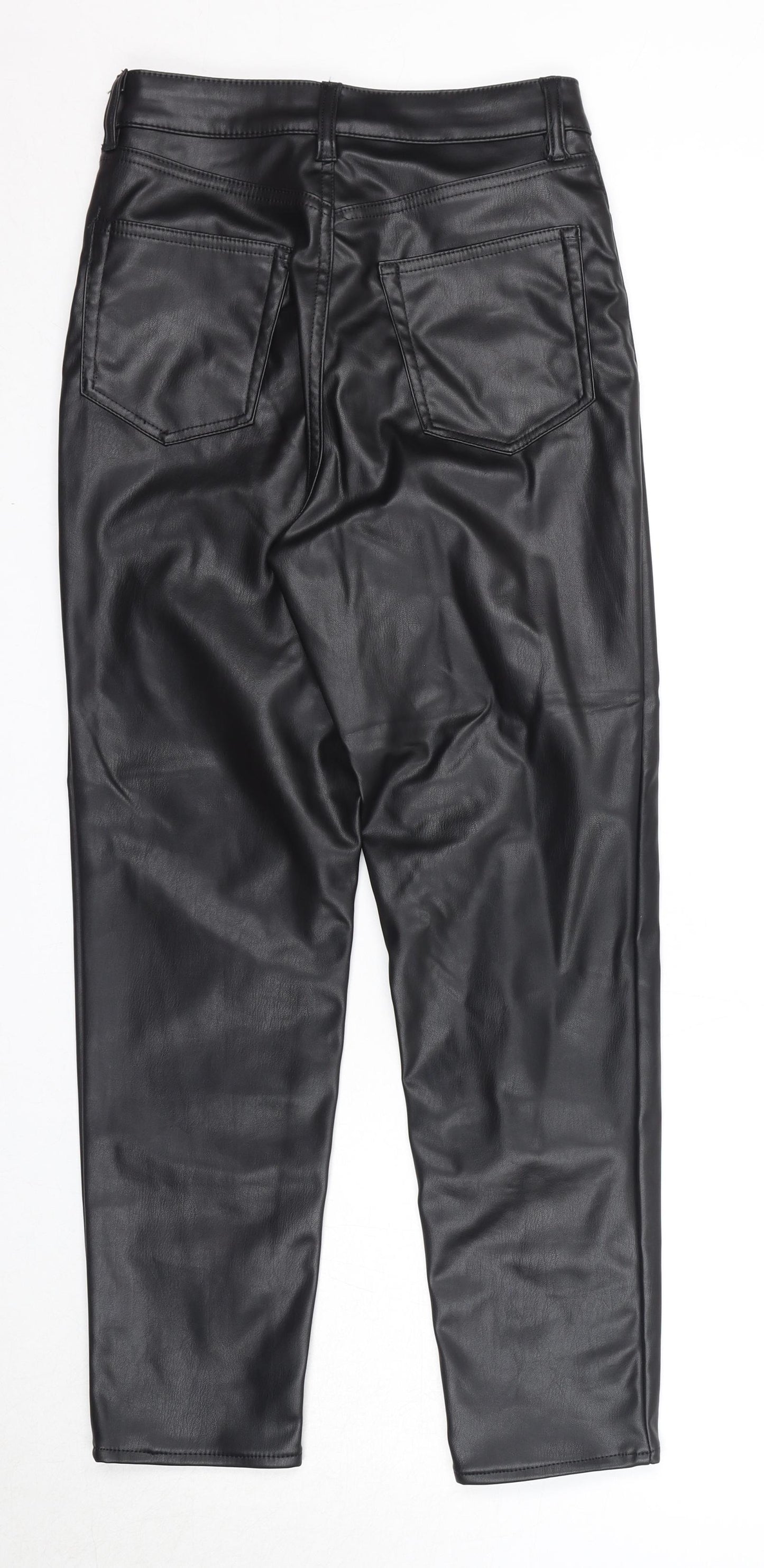 Divided by H&M Womens Black Polyester Trousers Size 8 Regular Zip - Faux Leather
