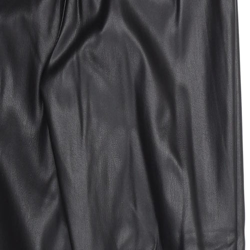 Divided by H&M Womens Black Polyester Trousers Size 8 Regular Zip - Faux Leather