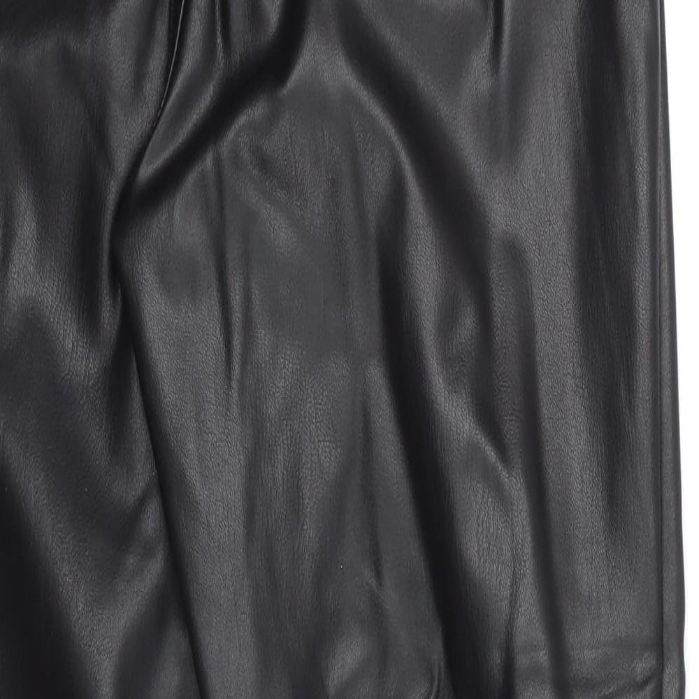 Divided by H&M Womens Black Polyester Trousers Size 8 Regular Zip - Faux Leather