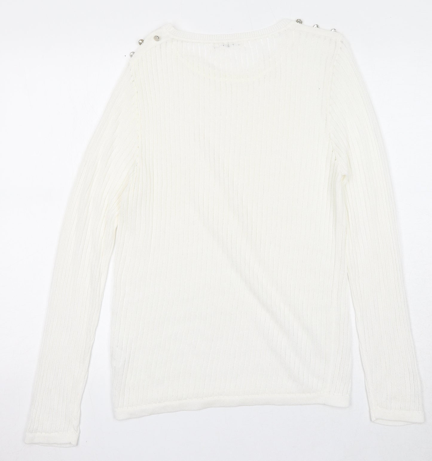 Bachelorette Paris Womens White Round Neck Viscose Pullover Jumper Size S