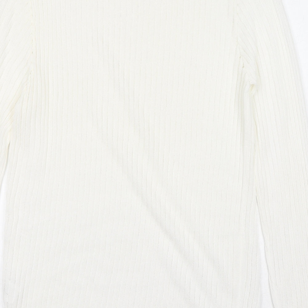 Bachelorette Paris Womens White Round Neck Viscose Pullover Jumper Size S