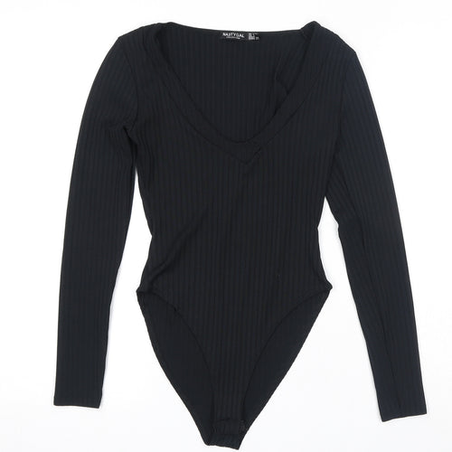 Nasty Gal Womens Black Polyester Bodysuit One-Piece Size 8 Snap
