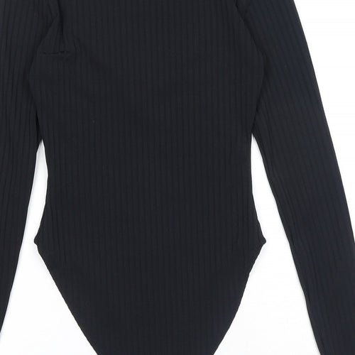 Nasty Gal Womens Black Polyester Bodysuit One-Piece Size 8 Snap