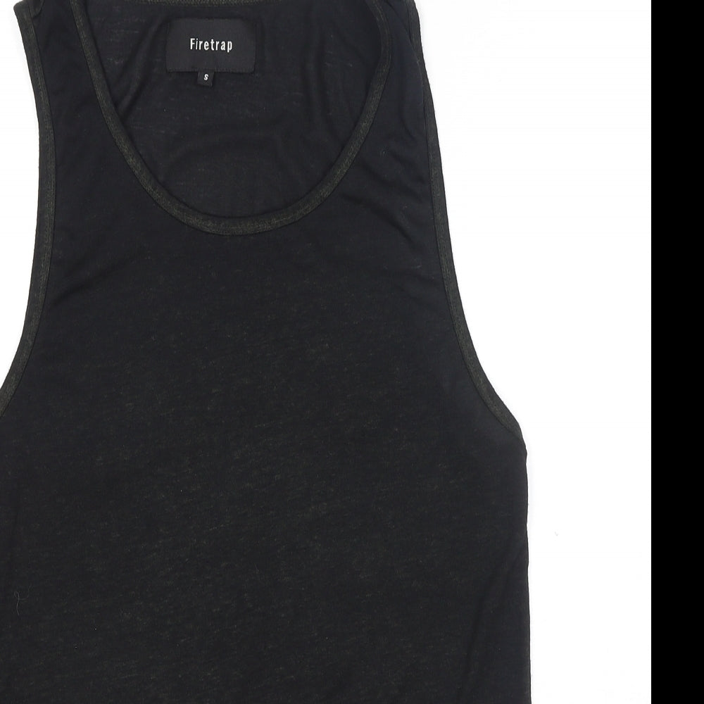 Firetrap Mens Black Polyester T-Shirt Size S Round Neck