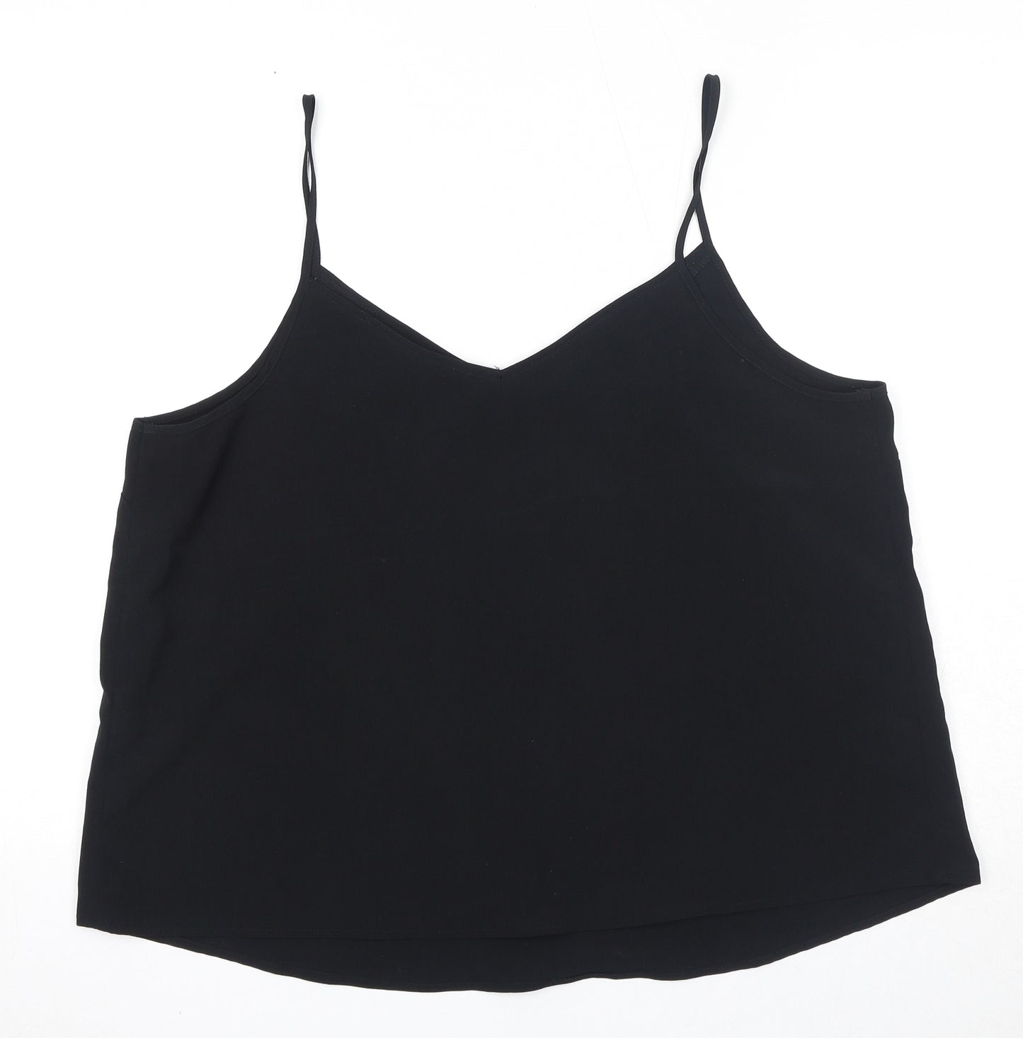 Kiabi Womens Black Polyester Basic Tank Size 18 V-Neck - Size 18-20