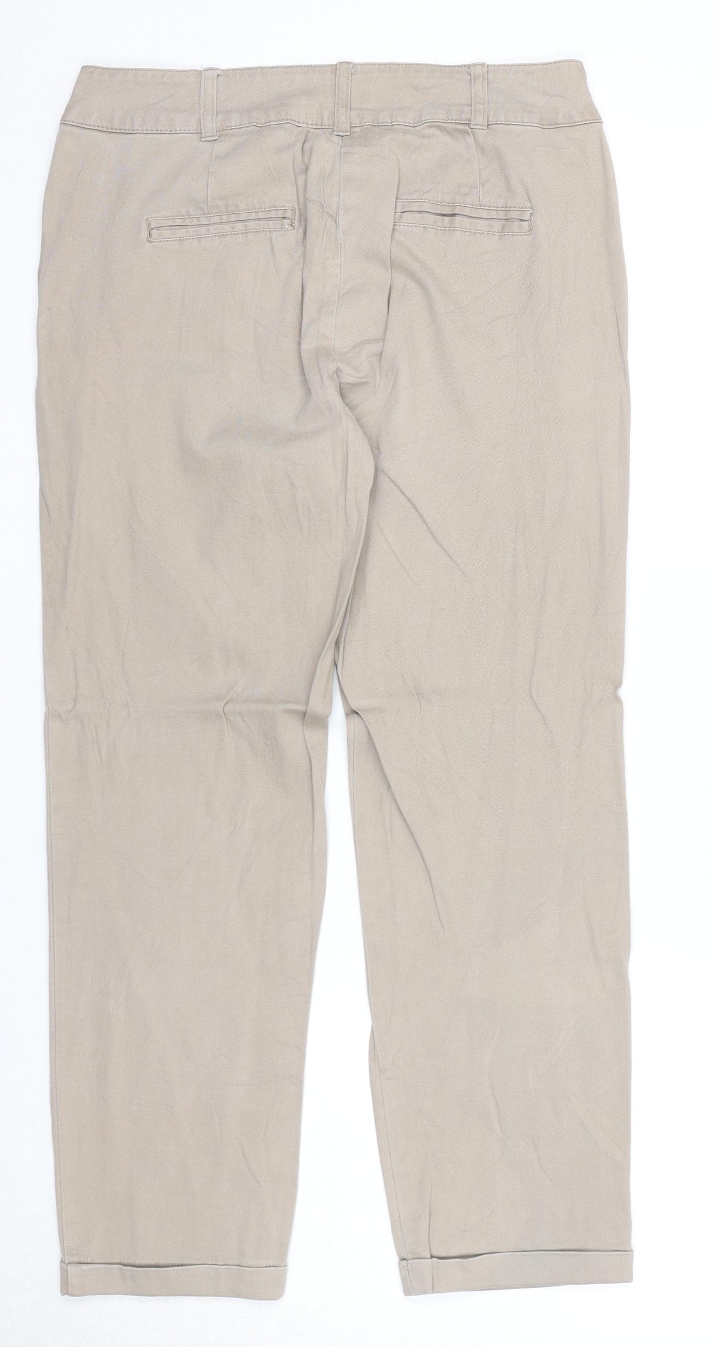 In Extenso Womens Beige Cotton Chino Trousers Size 10 Regular Zip