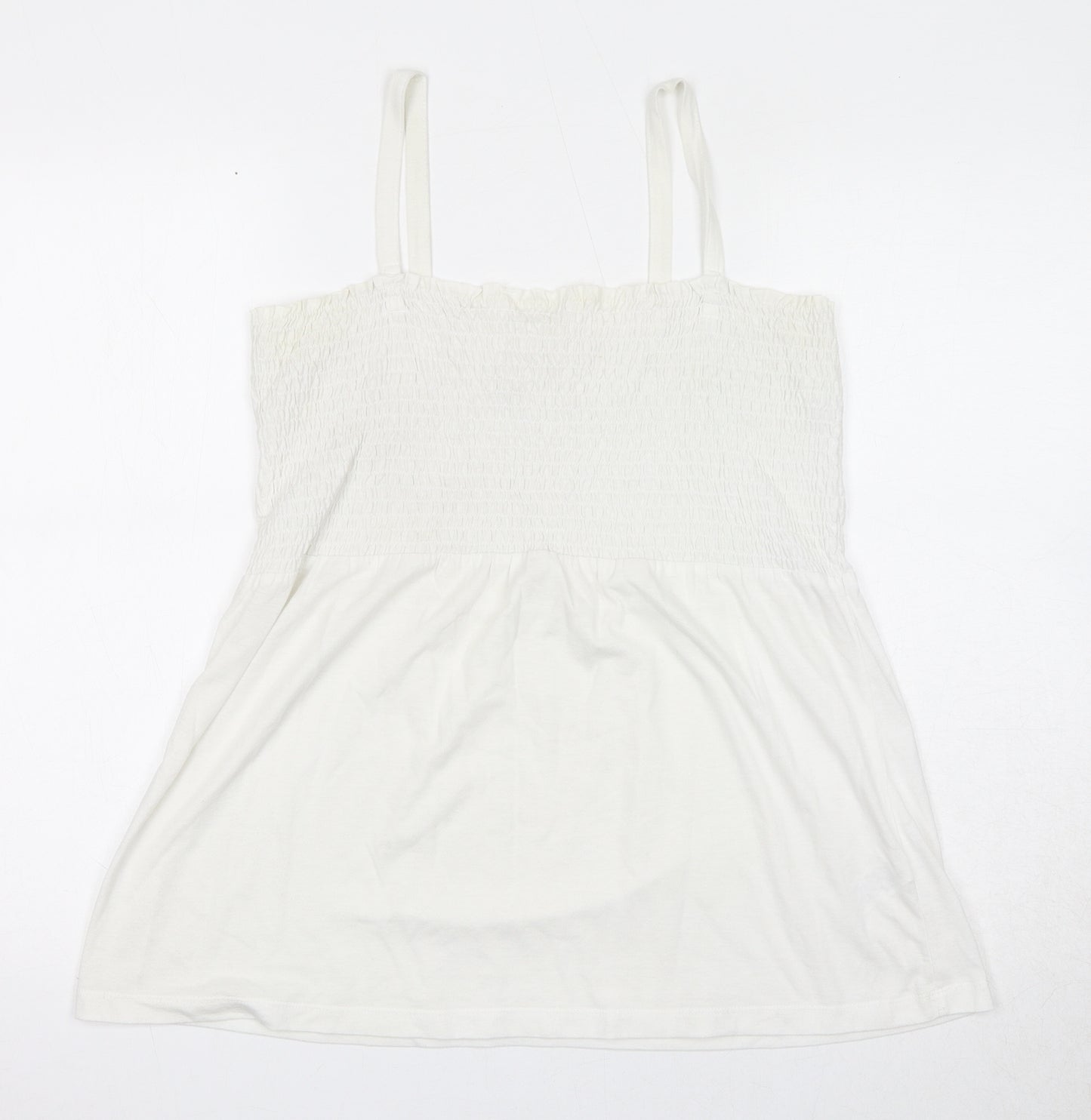 Evans Womens White Cotton Basic Tank Size 18 Square Neck