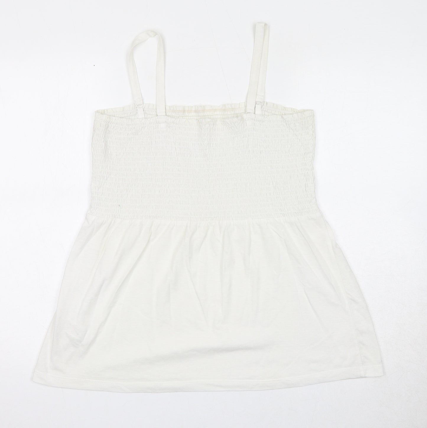 Evans Womens White Cotton Basic Tank Size 18 Square Neck