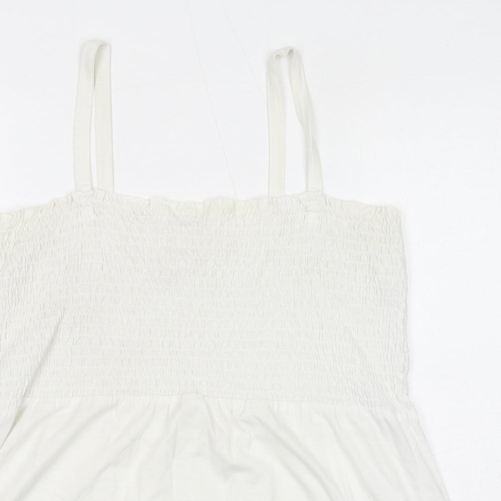 Evans Womens White Cotton Basic Tank Size 18 Square Neck