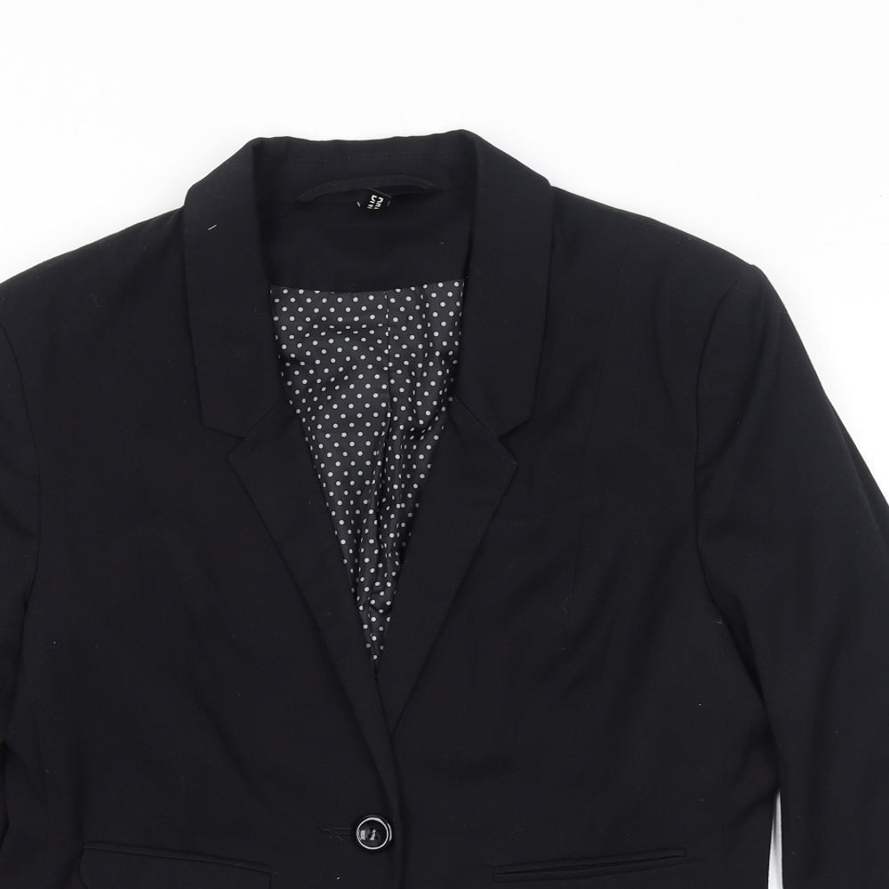 Divided by H&M Womens Black Jacket Blazer Size 12 Button