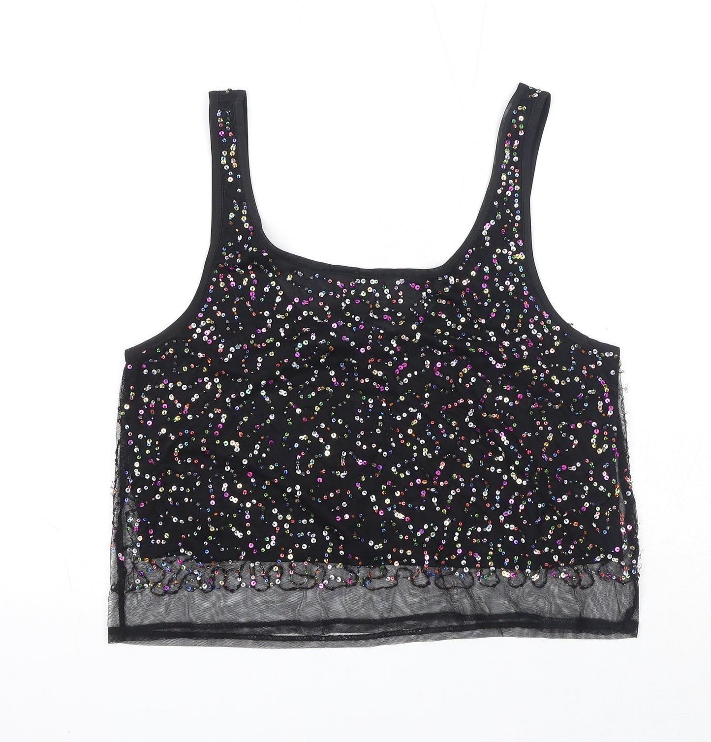 Divided by H&M Womens Black Polyester Basic Tank Size 12 Square Neck