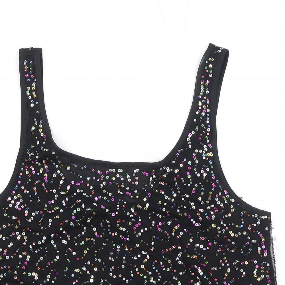 Divided by H&M Womens Black Polyester Basic Tank Size 12 Square Neck