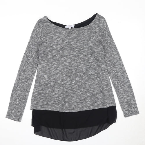 Blue Inc Womens Grey Boat Neck Acrylic Pullover Jumper Size S