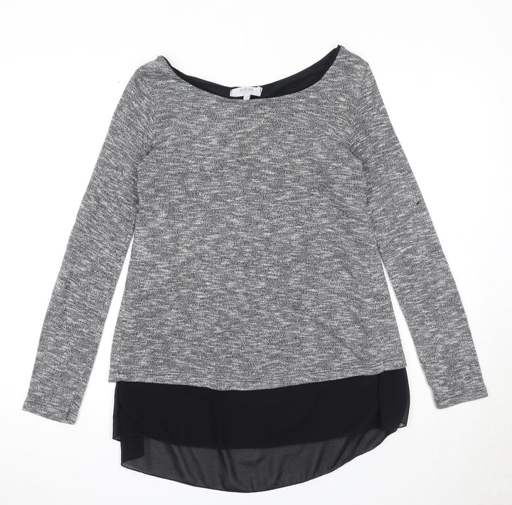 Blue Inc Womens Grey Boat Neck Acrylic Pullover Jumper Size S