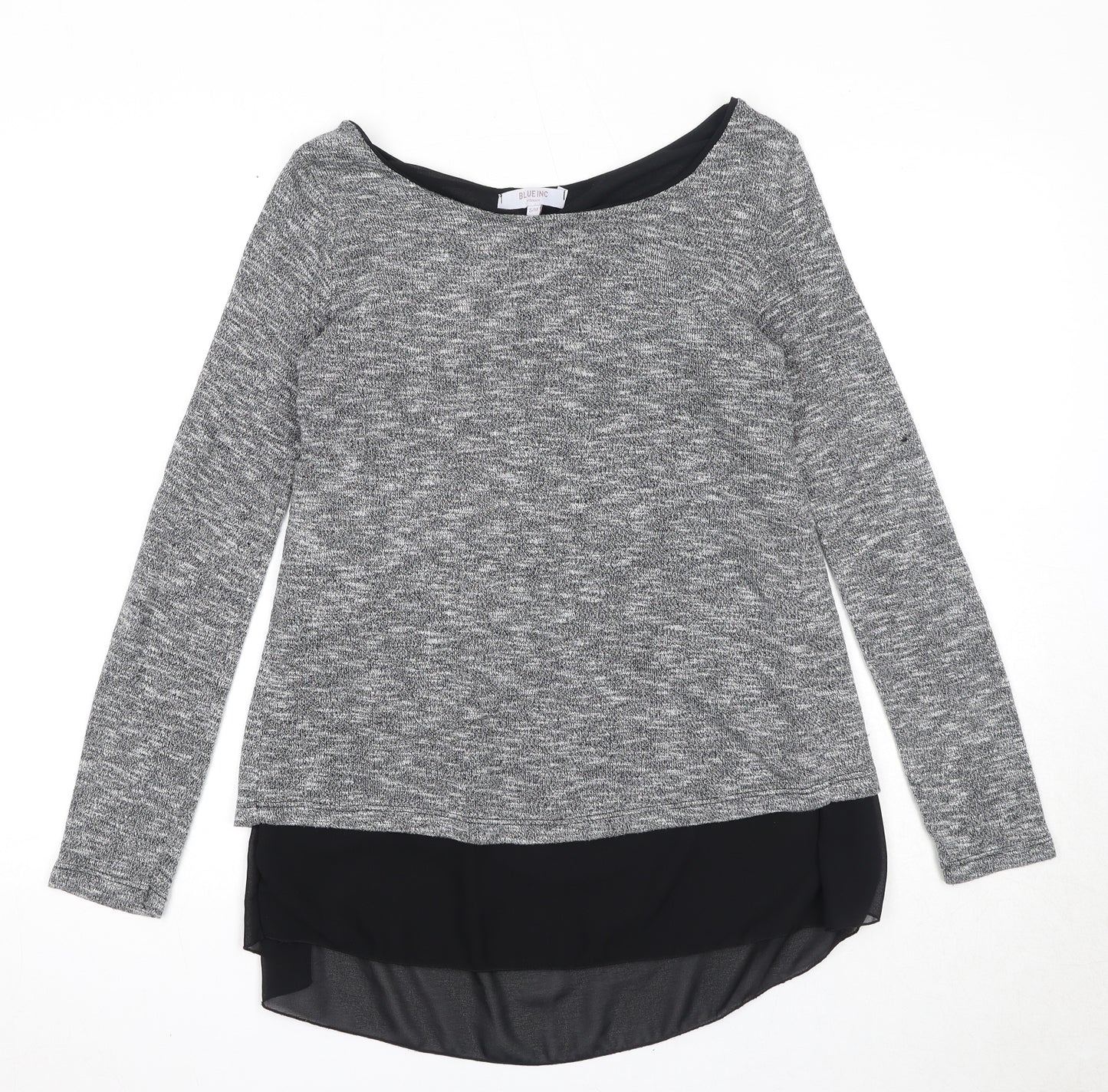 Blue Inc Womens Grey Boat Neck Acrylic Pullover Jumper Size S