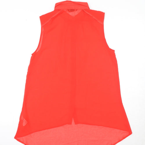 H&M Womens Red Polyester Basic Button-Up Size 10 Collared