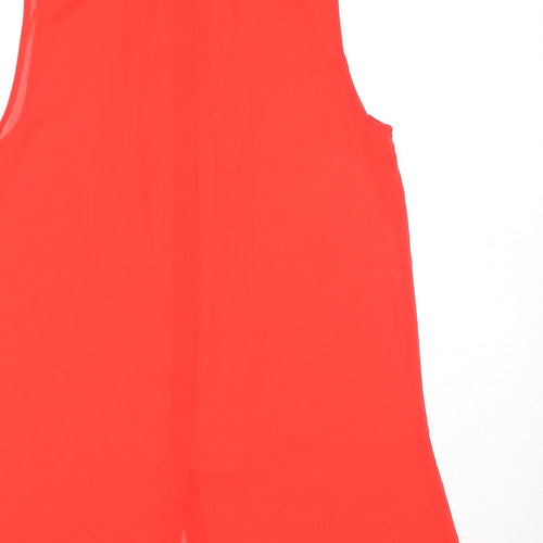 H&M Womens Red Polyester Basic Button-Up Size 10 Collared