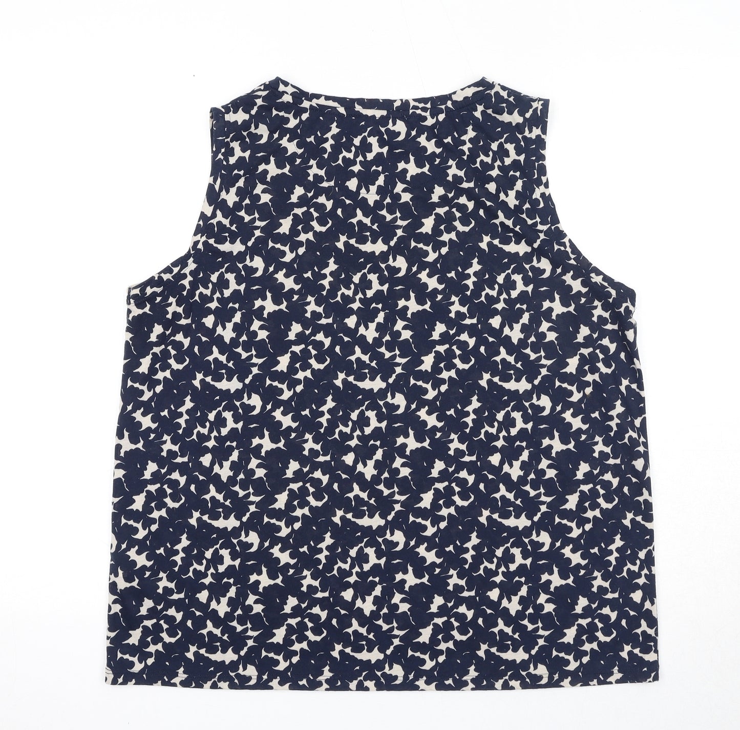 Marks and Spencer Womens Blue Geometric Polyester Basic Tank Size 14 Round Neck