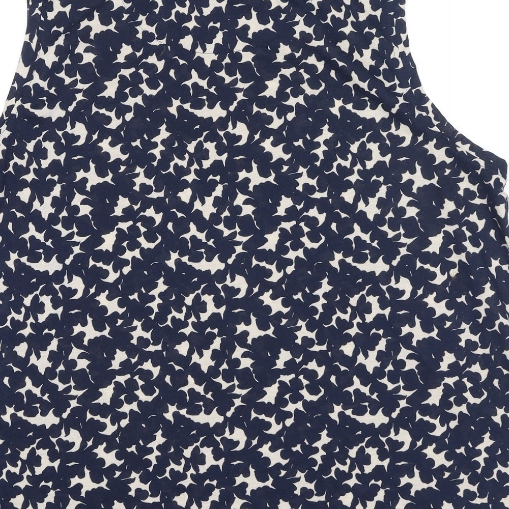 Marks and Spencer Womens Blue Geometric Polyester Basic Tank Size 14 Round Neck