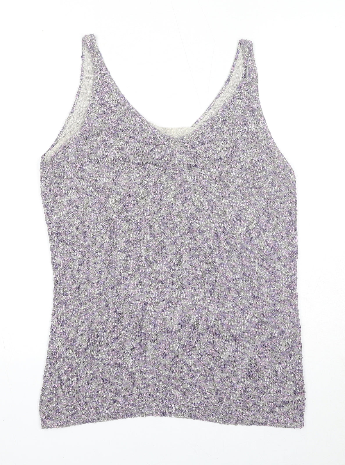 Sigrid Olsen Womens Purple Viscose Basic Tank Size L V-Neck