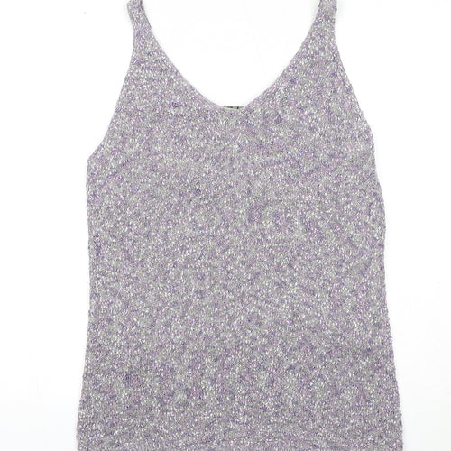 Sigrid Olsen Womens Purple Viscose Basic Tank Size L V-Neck