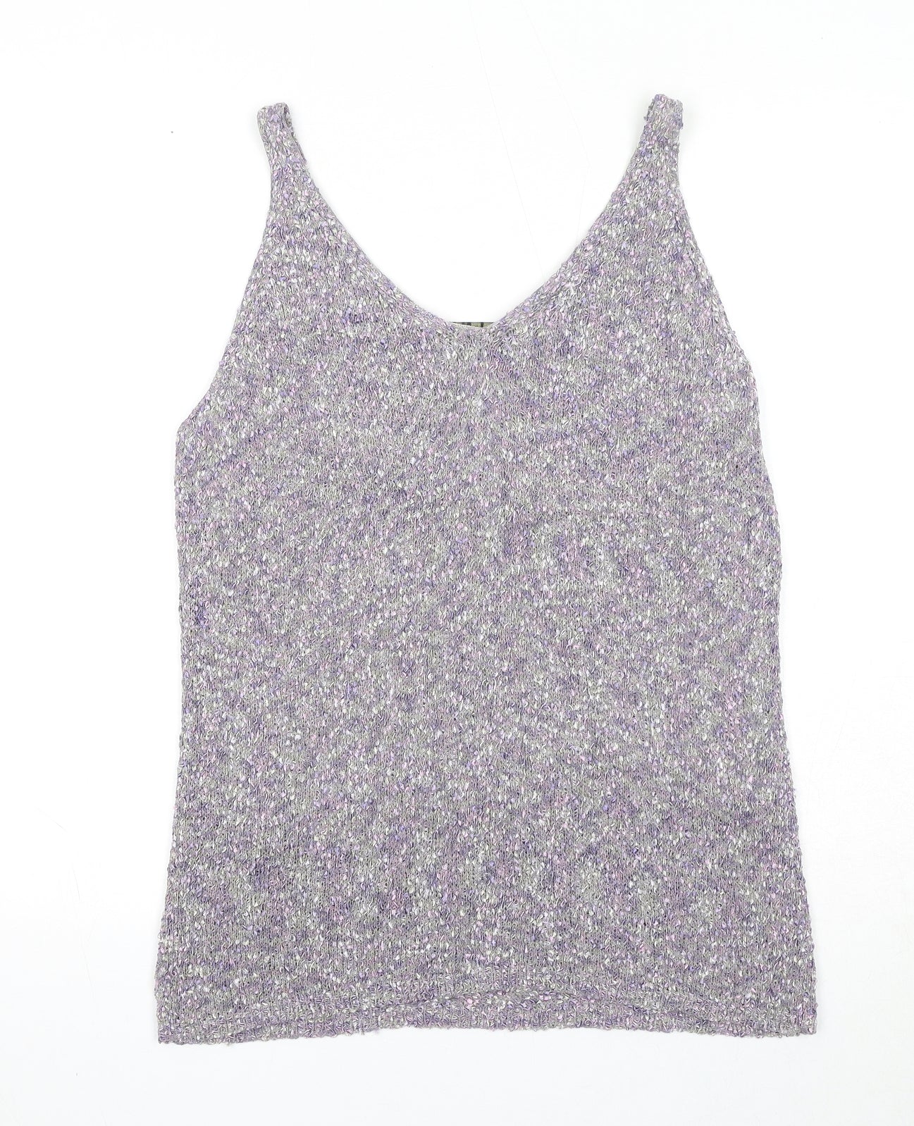 Sigrid Olsen Womens Purple Viscose Basic Tank Size L V-Neck
