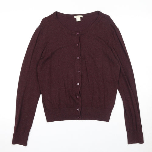 H&M Womens Purple Round Neck Viscose Pullover Jumper Size M
