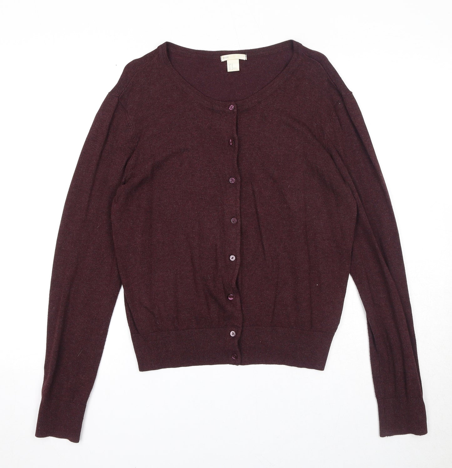 H&M Womens Purple Round Neck Viscose Pullover Jumper Size M