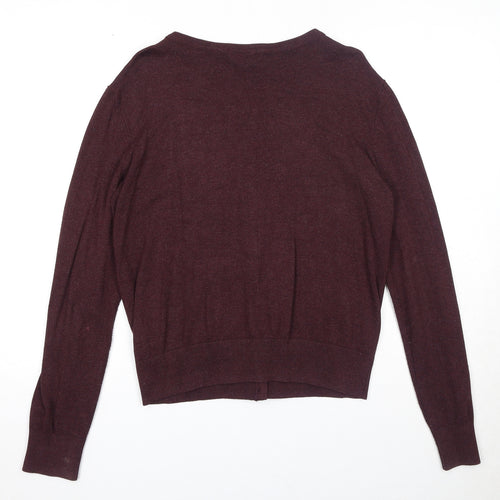 H&M Womens Purple Round Neck Viscose Pullover Jumper Size M