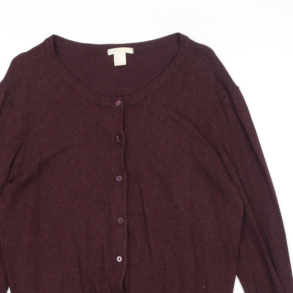 H&M Womens Purple Round Neck Viscose Pullover Jumper Size M