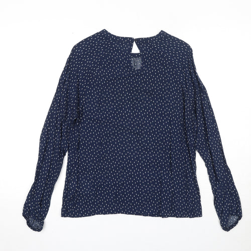 Re.draft Womens Blue Geometric Viscose Basic Blouse Size 6 Round Neck