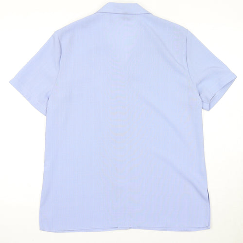 Nightingales Womens Blue Polyester Basic Button-Up Size 12 Collared
