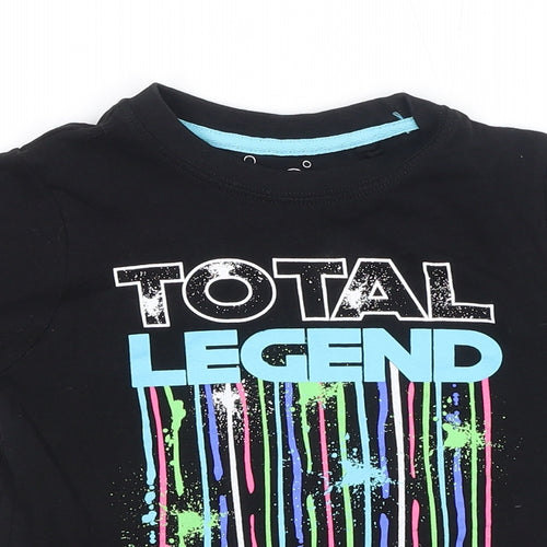 Hullabaloo Boys Black Cotton Basic T-Shirt Size 5-6 Years Round Neck Pullover - Total Legend