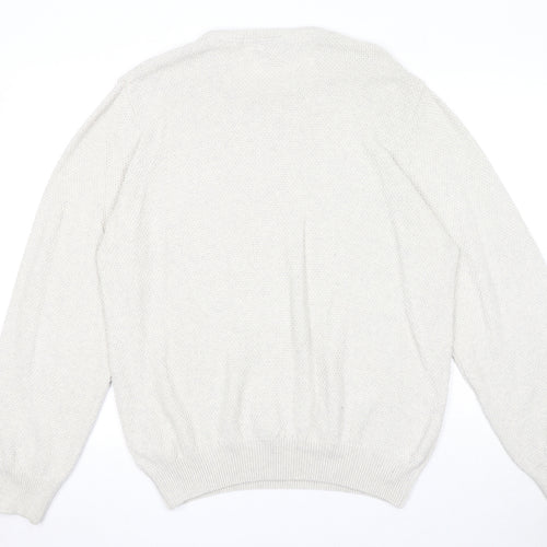 Marks and Spencer Mens Grey Round Neck Cotton Pullover Jumper Size XL Long Sleeve