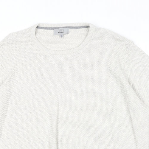 Marks and Spencer Mens Grey Round Neck Cotton Pullover Jumper Size XL Long Sleeve