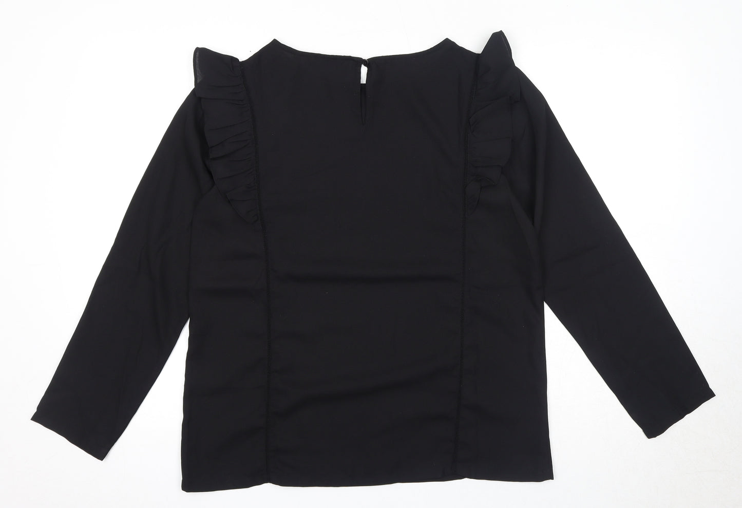 Hawt Womens Black Polyester Basic T-Shirt Size L Round Neck