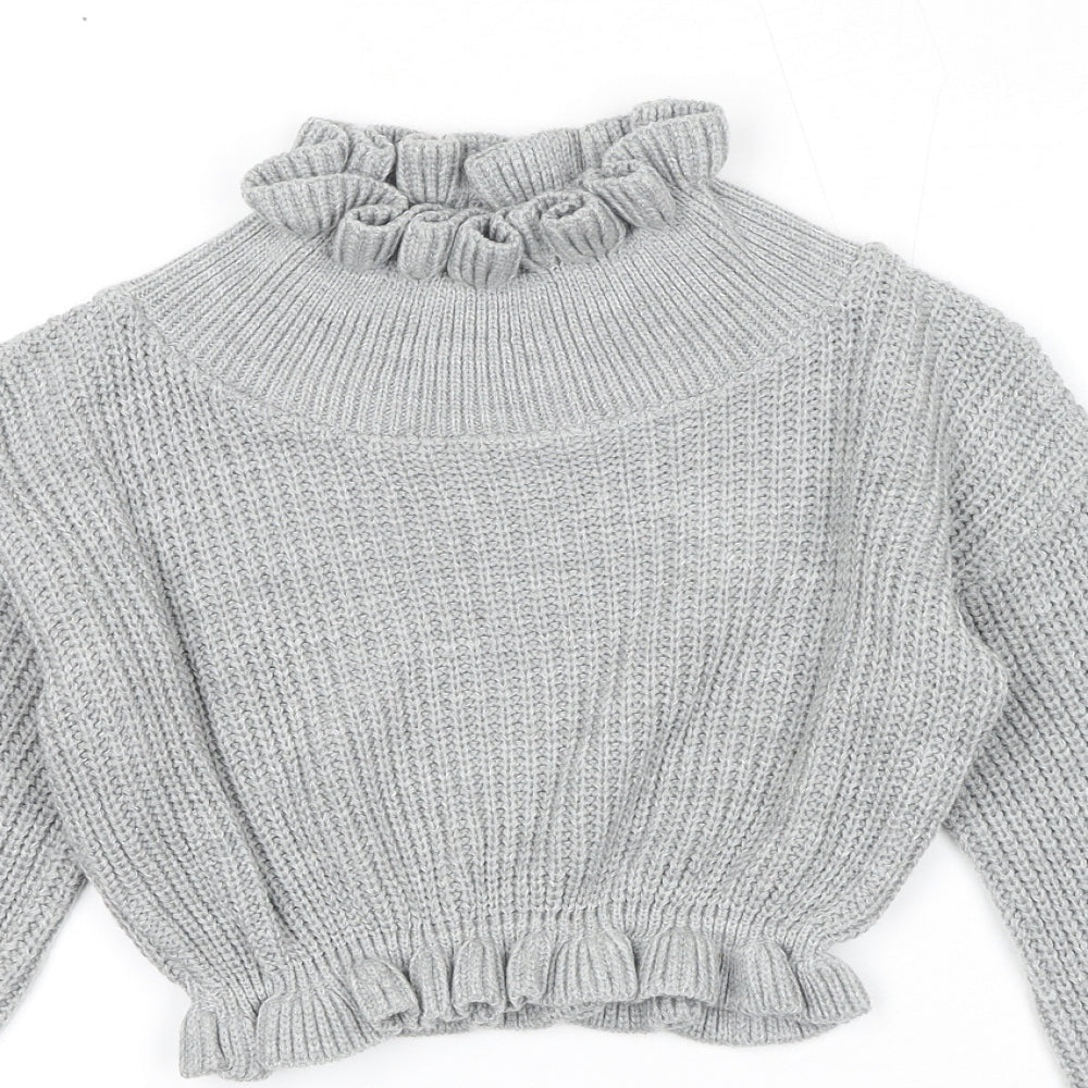 Missy Empire Womens Grey High Neck Acrylic Pullover Jumper Size M