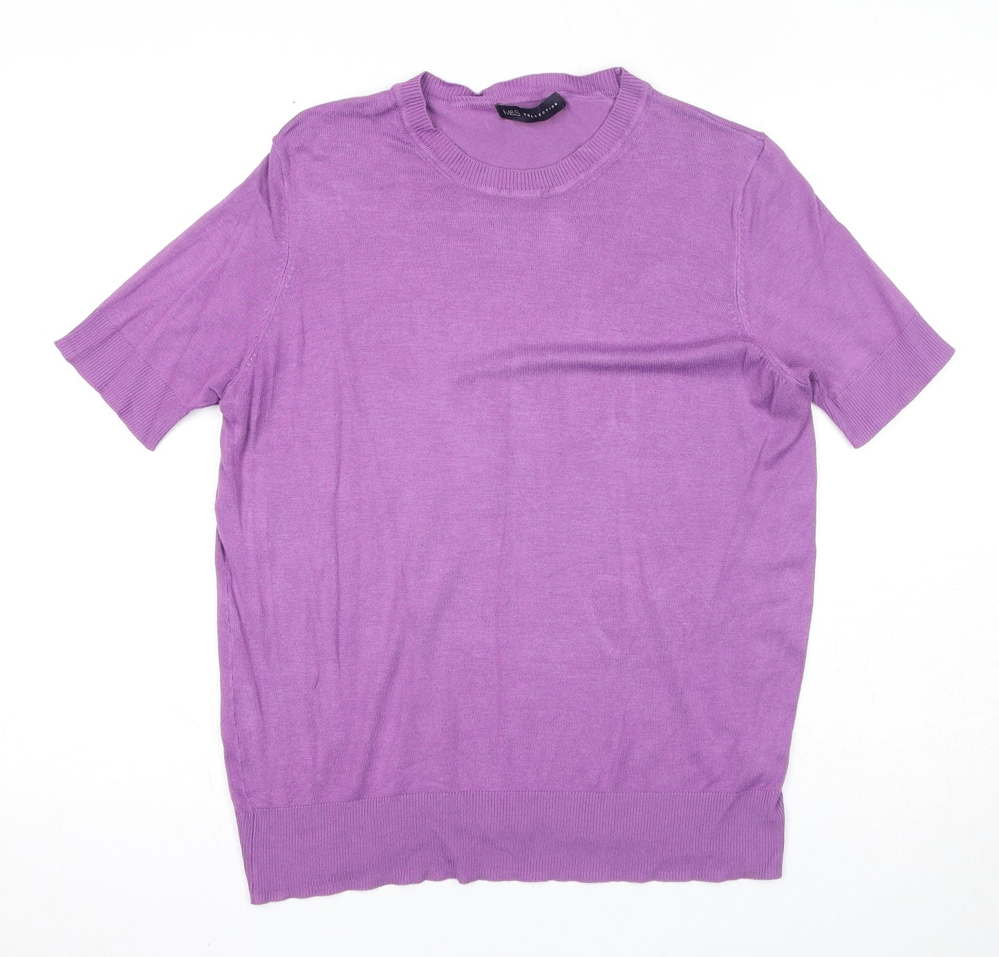 Marks and Spencer Womens Purple Round Neck Viscose Pullover Jumper Size 12