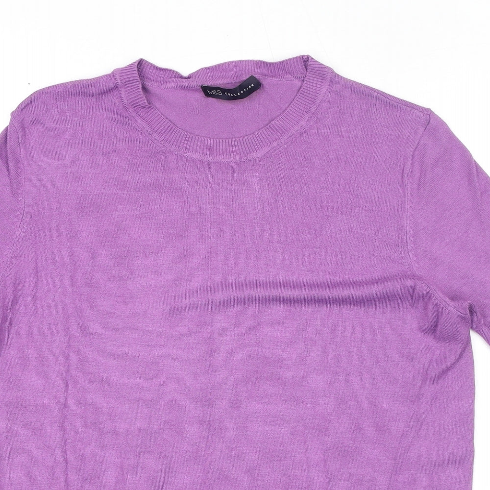 Marks and Spencer Womens Purple Round Neck Viscose Pullover Jumper Size 12