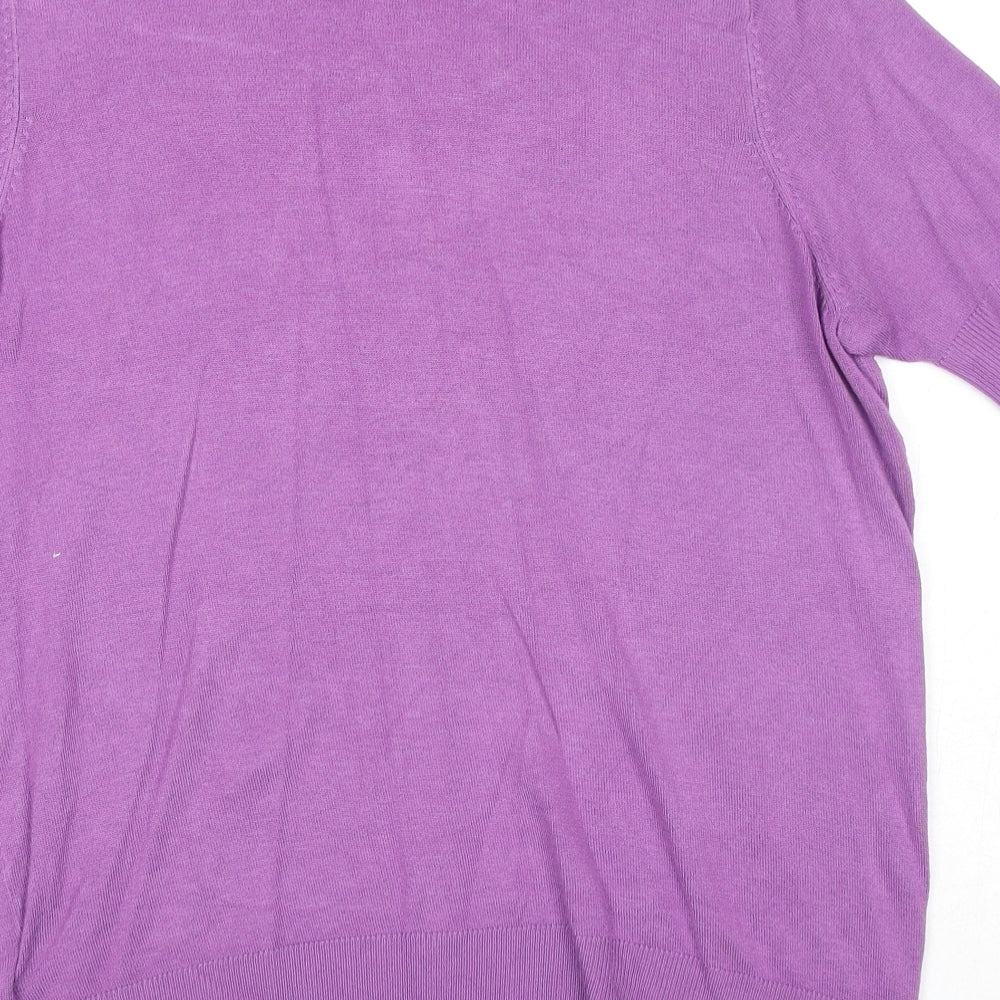 Marks and Spencer Womens Purple Round Neck Viscose Pullover Jumper Size 12