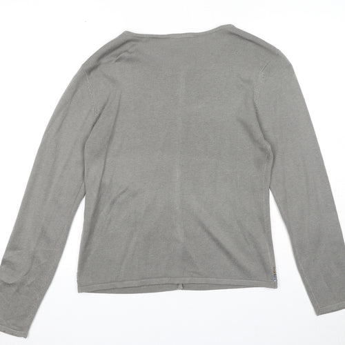 Janique Womens Grey Round Neck Acrylic Cardigan Jumper Size S