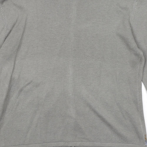 Janique Womens Grey Round Neck Acrylic Cardigan Jumper Size S
