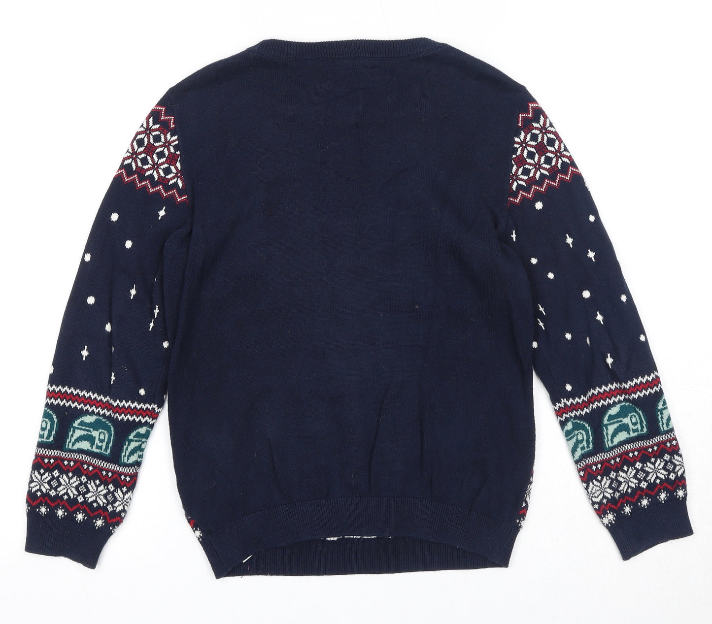 NEXT Boys Blue Round Neck Geometric Cotton Pullover Jumper Size 8-9 Years Pullover - Star Wars Yoda