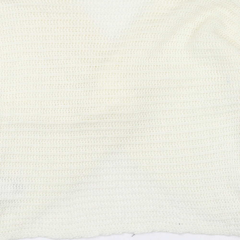 Divided by H&M Womens White V-Neck Acrylic Pullover Jumper Size M - Knot Front