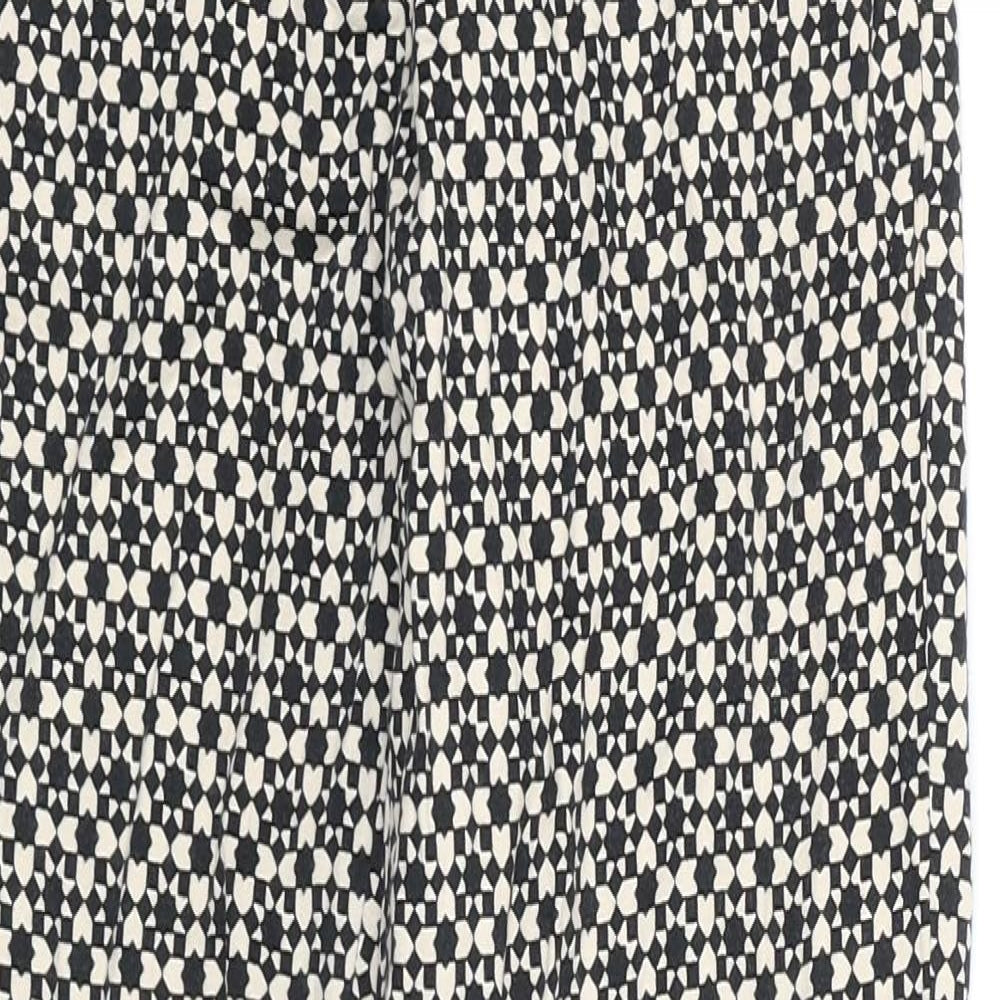 H&M Womens Black Geometric Polyester Chino Trousers Size 4 Regular Zip