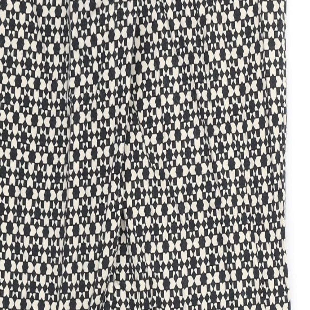 H&M Womens Black Geometric Polyester Chino Trousers Size 4 Regular Zip