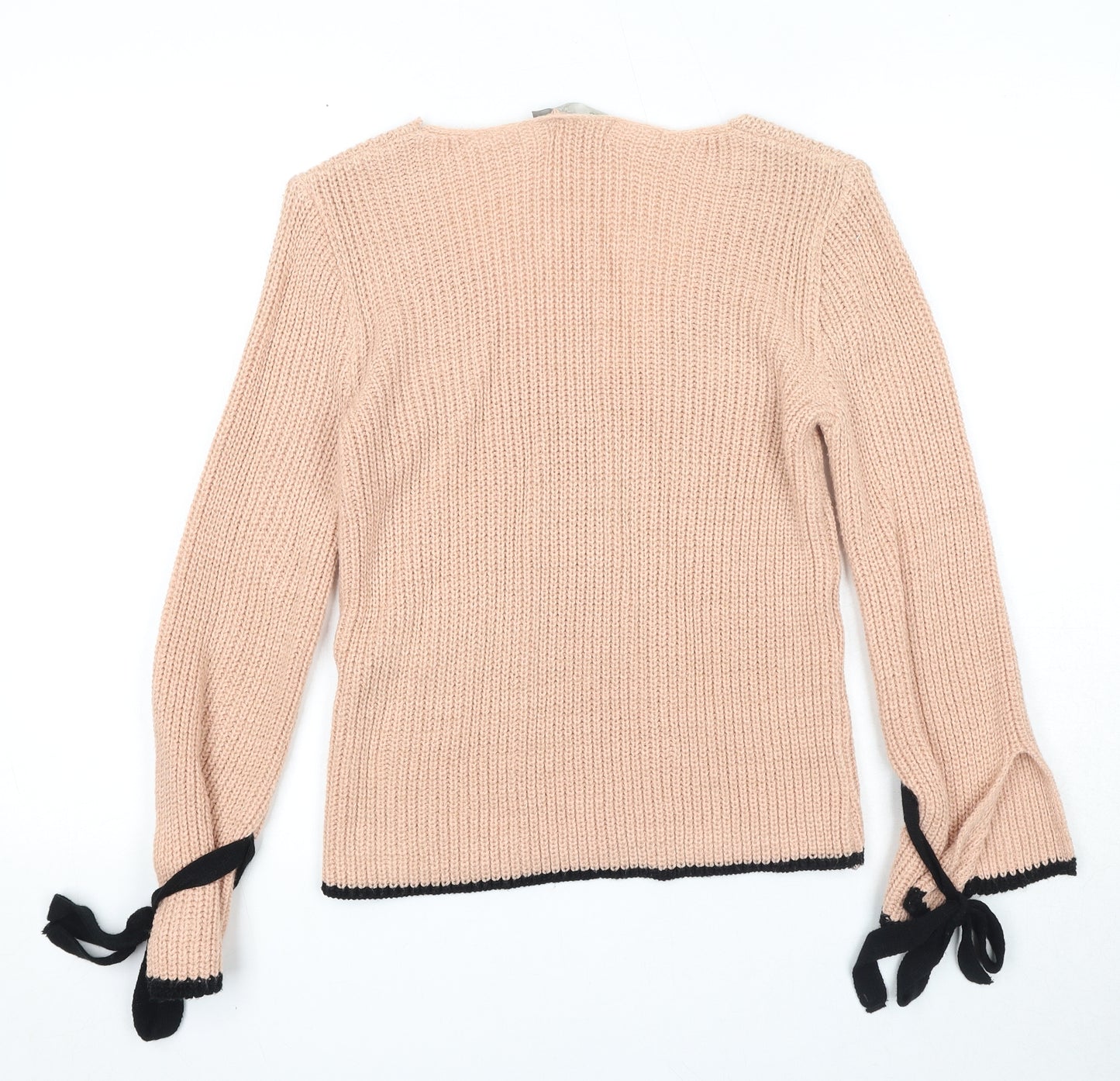 ASOS Womens Pink V-Neck Acrylic Pullover Jumper Size 8