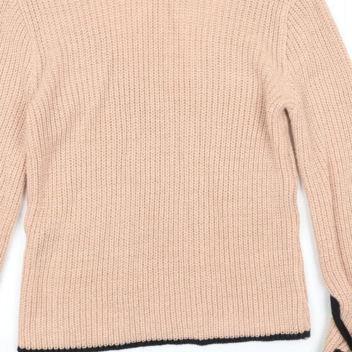ASOS Womens Pink V-Neck Acrylic Pullover Jumper Size 8