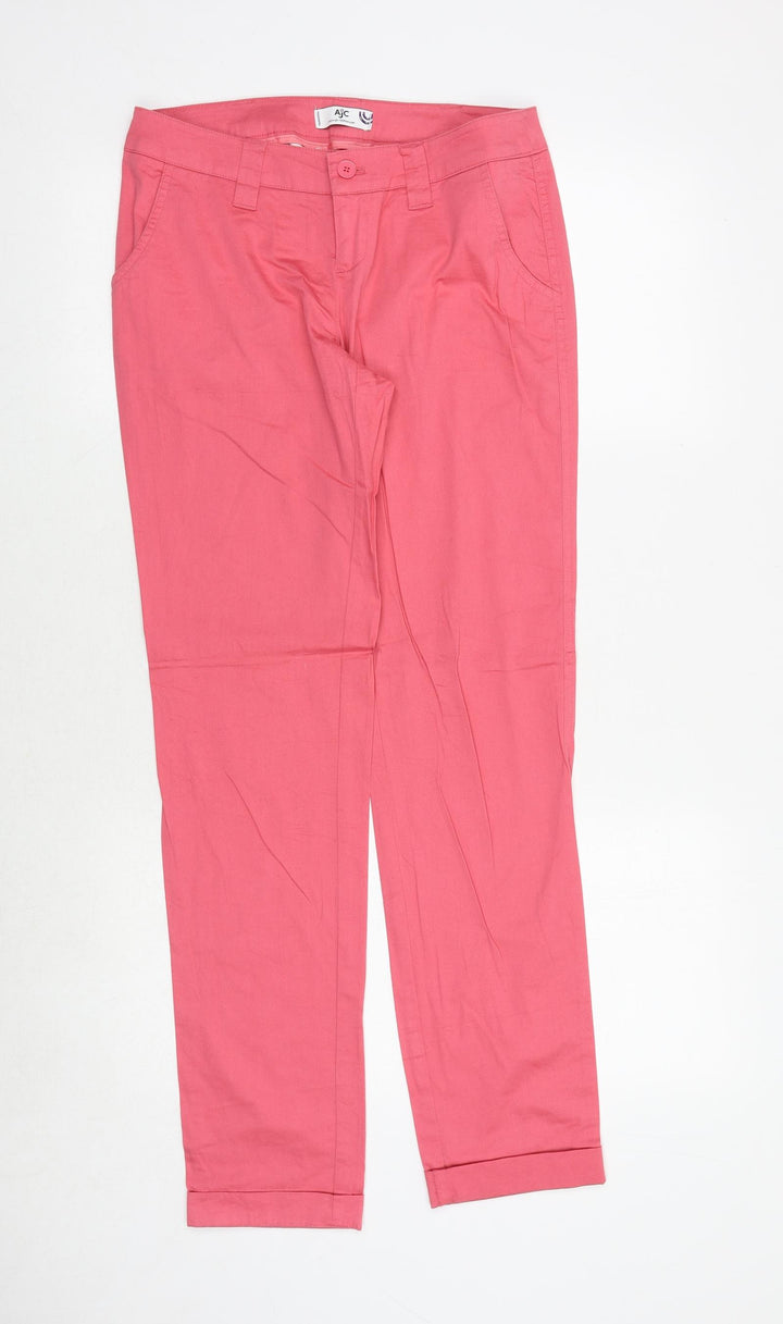 AJC Womens Pink Cotton Trousers Size 8 Extra-Slim Zip